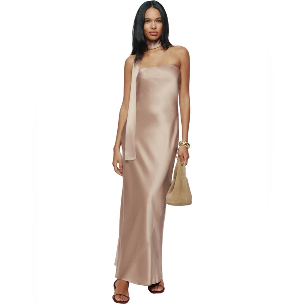 Reformation Oren Silk Dress- Macadamia